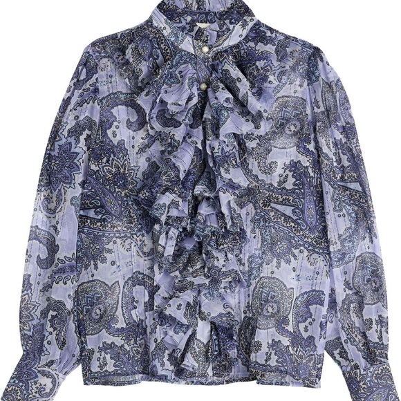 Apaisley print enlivens this frill-collar blosue designed with luscious front - Picture 3 of 4